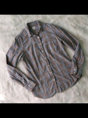 J. Crew Classic Gray Plaid Flannel Perfect Shirt S